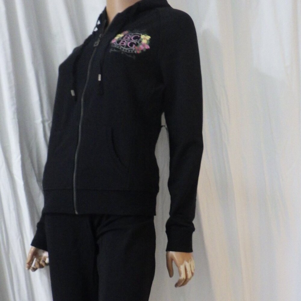 NWT BCBG sz MED, LG, XL 95% cotton PASTEL FLORAL & BLACK 2 PC TRACKSUIT - Picture 8 of 16